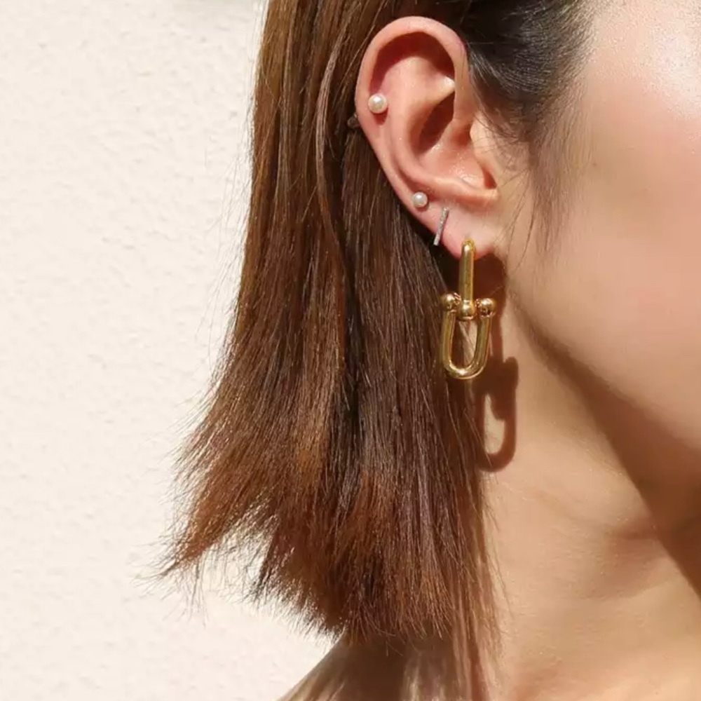 🍯 NWT- Gold Chunky Drop Link Earrings 🍯